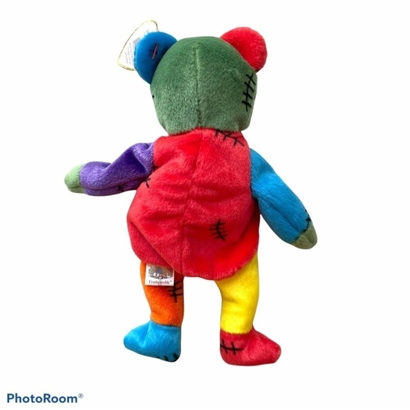 TY Beanie Babies Plush 9" Rainbow Patch Frankenteddy The Bear Halloween 2002 toy - Picture 4 of 6